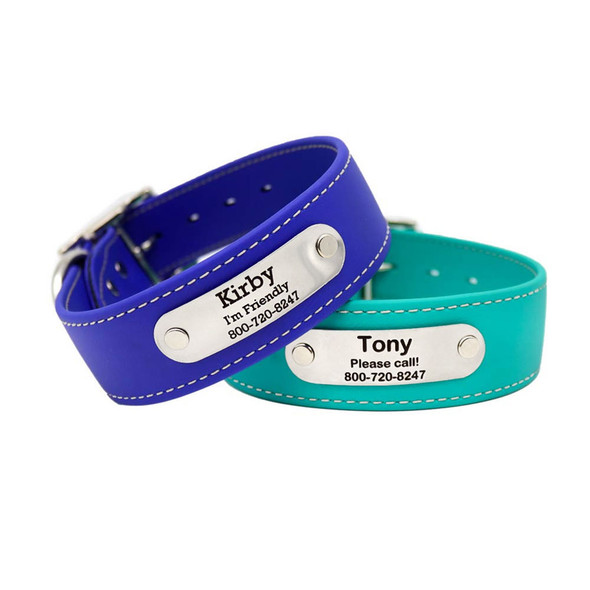Extra Wide Stitched Waterproof Dog Collars with Personalized Nameplate dogIDs