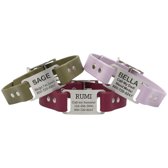 dogIDs Waterproof ScruffTag Collars Tropical Blue, Red & Purple