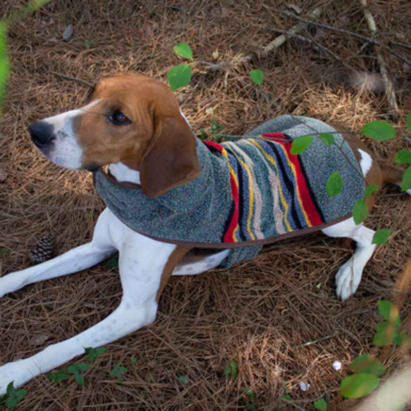 Pendleton Soft Berber Dog Coat Heather Green on Dog Laying Down