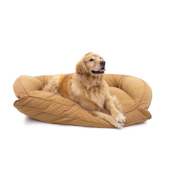 Quilted Microfiber Bolster Dog Bed Saddle with Dog Quilted Microfiber Bolster Dog Bed Saddle with Dog