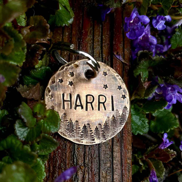 Handmade Starry Night Pet ID Tag Bronze Handmade Starry Night Pet ID Tag Bronze