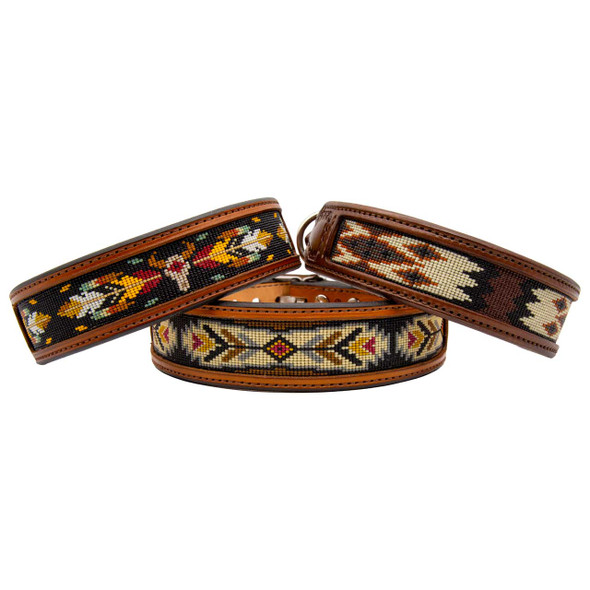 Hermann Oak Leather Southwest Beaded Dog Collar Designs