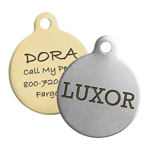 Round Dog ID Tag Brass and Stainless Steel