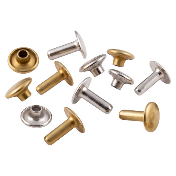 solid brass and nickel plated two piece rivets for installing dog collar name plate dogIDs
