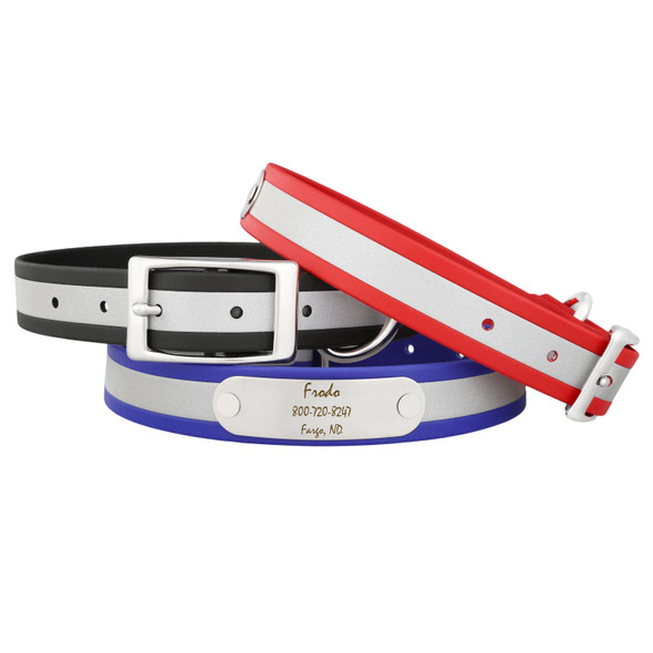Reflective Waterproof Soft Grip Dog Collars with Nameplates