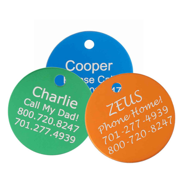 Colorful 1" Aluminum ID Tags dogIDs