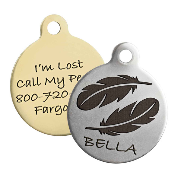 Feather Design Round Dog Tags