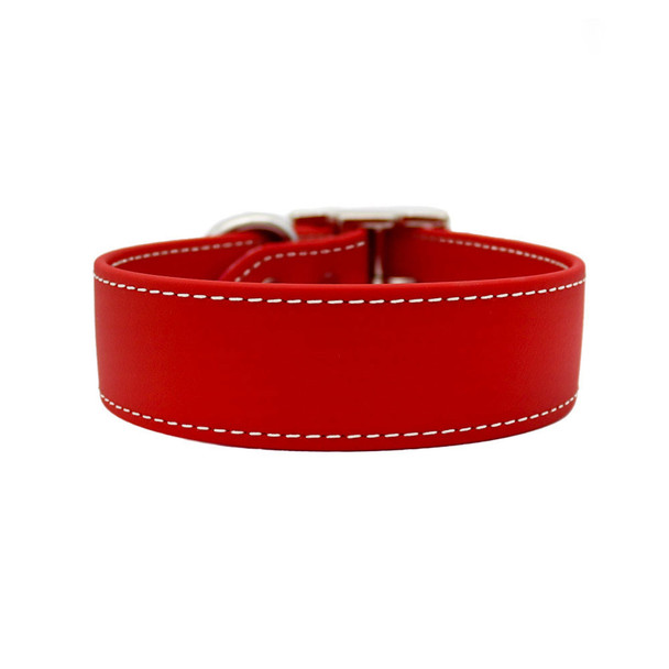 Extra Wide Stitched Waterproof Dog Collar Red
