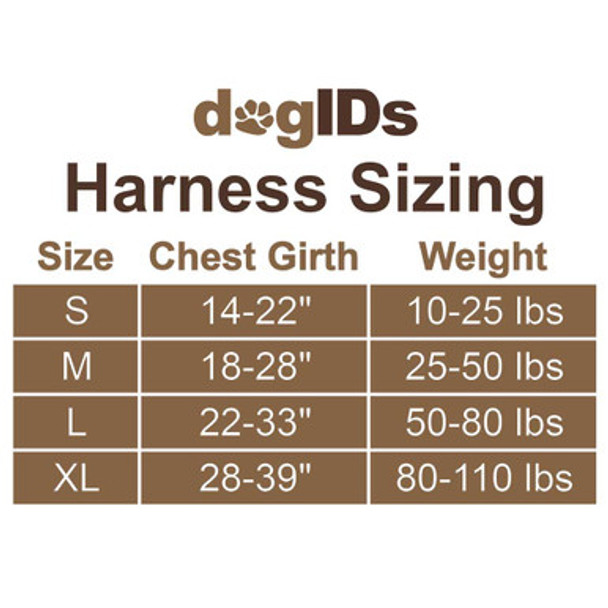 Step-In Dog Harness Size Chart Step-In Dog Harness Size Chart