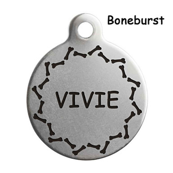 Whimsical Decorative Frame Dog ID Tag Boneburst Whimsical Decorative Frame Dog ID Tag Boneburst