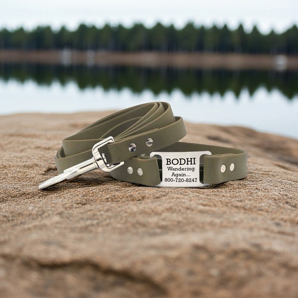 Waterproof ScruffTag Collar and Matching Leash Sage Waterproof ScruffTag Collar and Matching Leash Sage