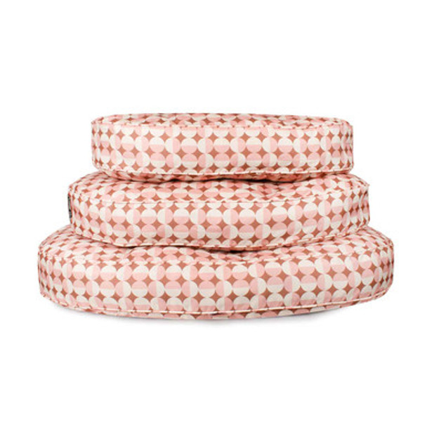 Modern Geo Oval Lounger Dog Bed Rosy Stacked Sizes