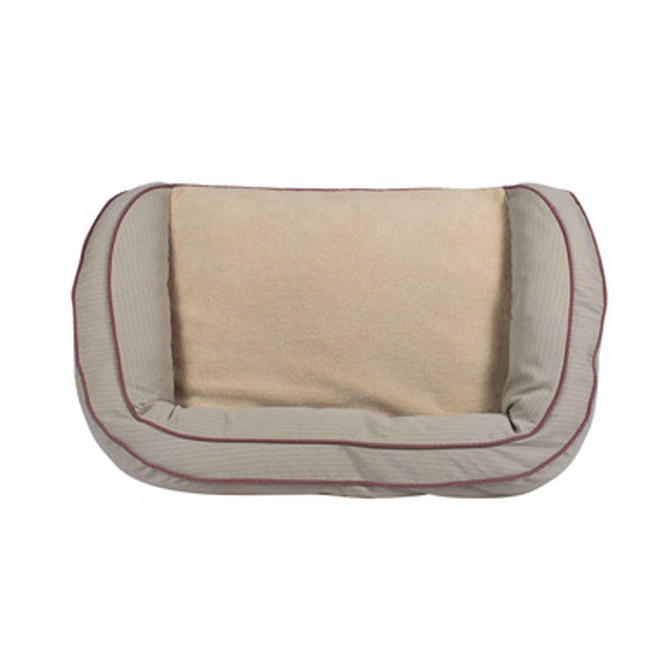 Checkered Wave Bolster Dog Bed Tan Top