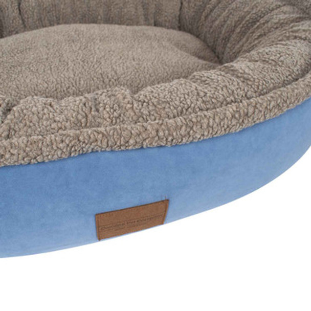Microfiber Comfy Cup Dog Bed Blue Nest Closeup