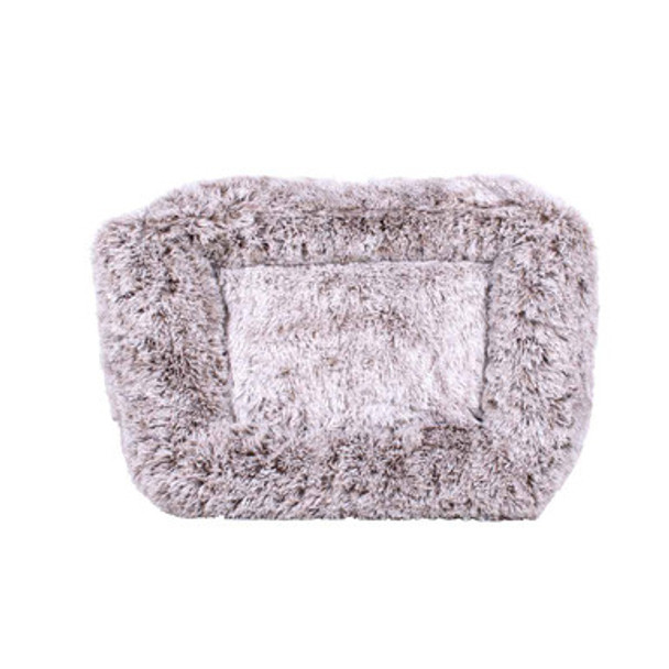 Faux Fur Teddy Bear Dog Bed Brown Top