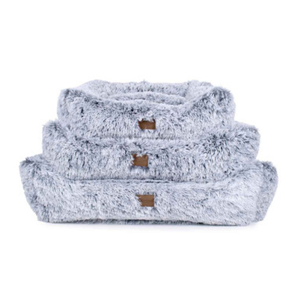 Faux Fur Teddy Bear Dog Bed Gray All Sizes Stacked