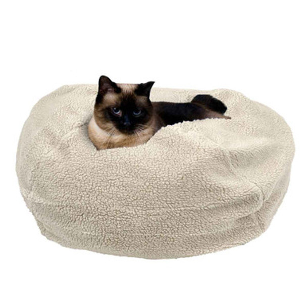 Sherpa Puff Ball Bed for Dogs with Cat