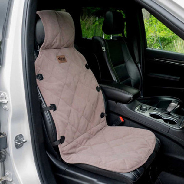 Protective Microfiber Bucket Seat Cover for Pets Brown in Car