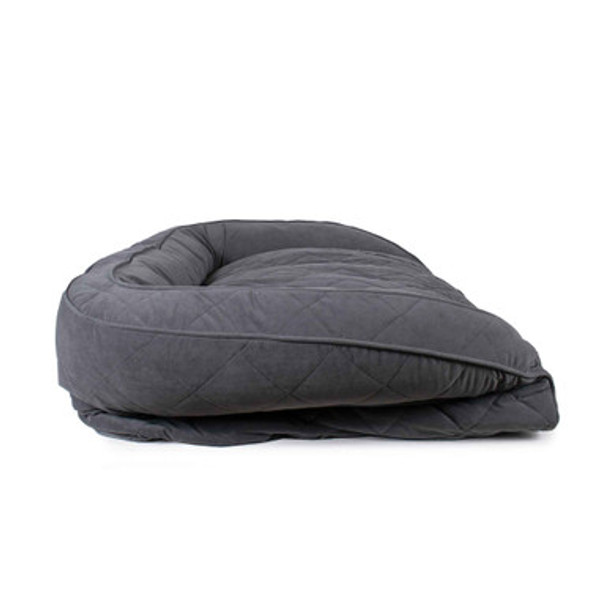 Quilted Microfiber Bolster Dog Bed Charcoal Side