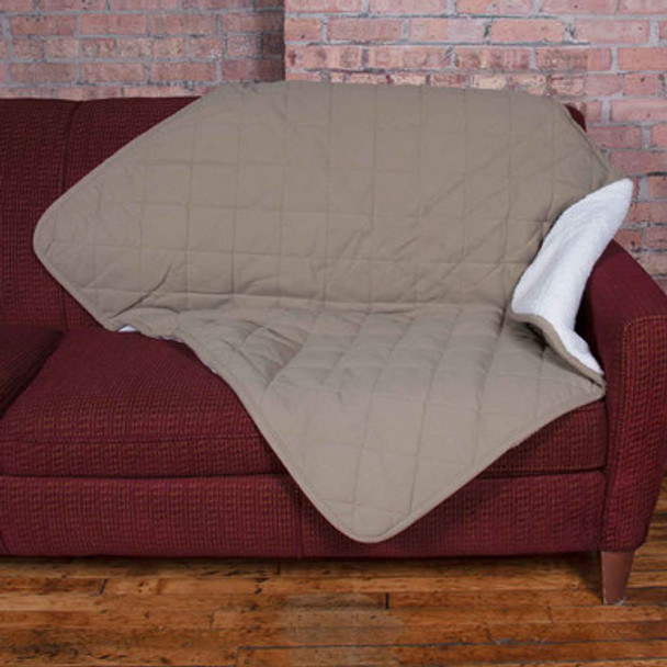 Quilted Protective Pet Throw Sage on Couch
