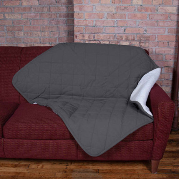 Quilted Protective Pet Throw Charcoal on Couch