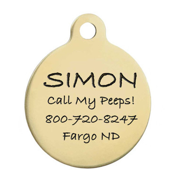 Round Dog ID Tag Solid Brass dogIDs Round Dog ID Tag Solid Brass dogIDs