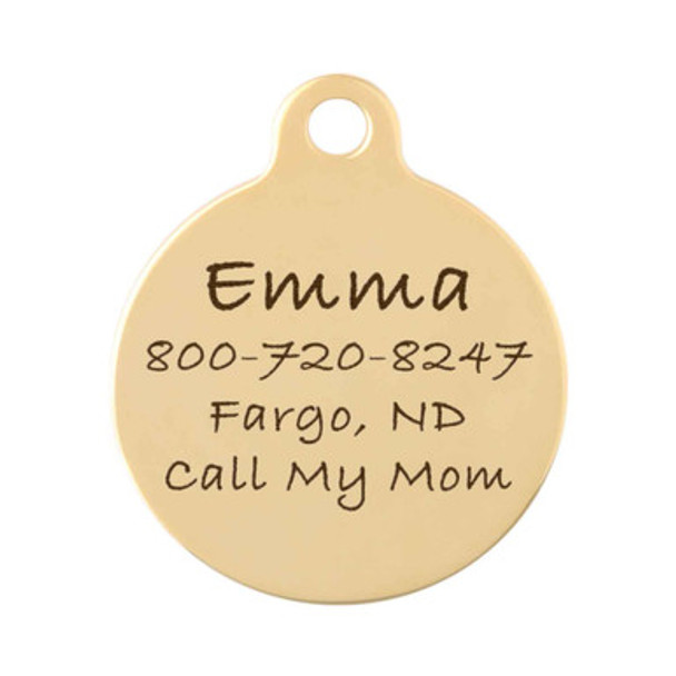 Lightning Bolt Dog ID Tag Backside Engraving Solid Brass