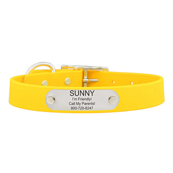 Waterproof Soft Grip Collar with Personalized Nameplate Yellow dogIDs