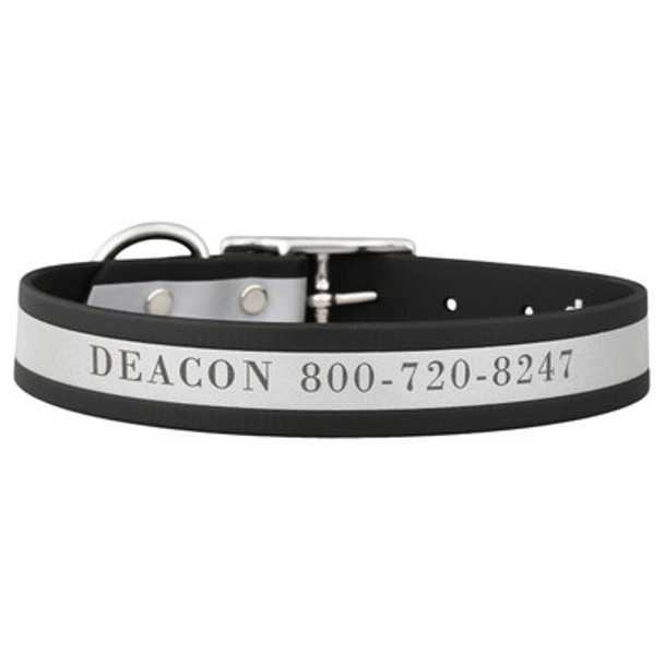 Engraved Reflective Waterproof Soft Grip Dog Collar Black Engraved Reflective Waterproof Soft Grip Dog Collar Black
