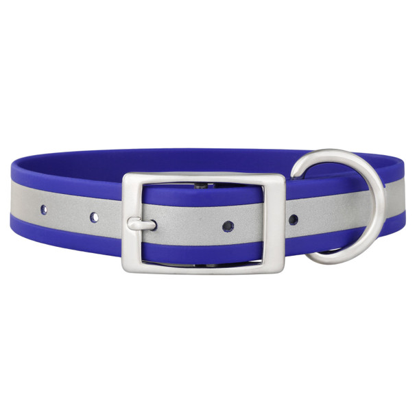 Engraved Reflective Waterproof Soft Grip Dog Collar Blue Buckle View