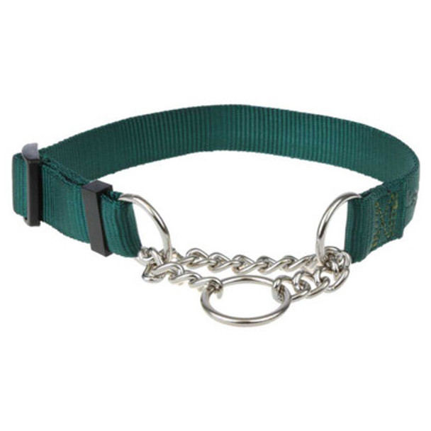 Nylon Chain Martingale Collar Hunter Green dogIDs