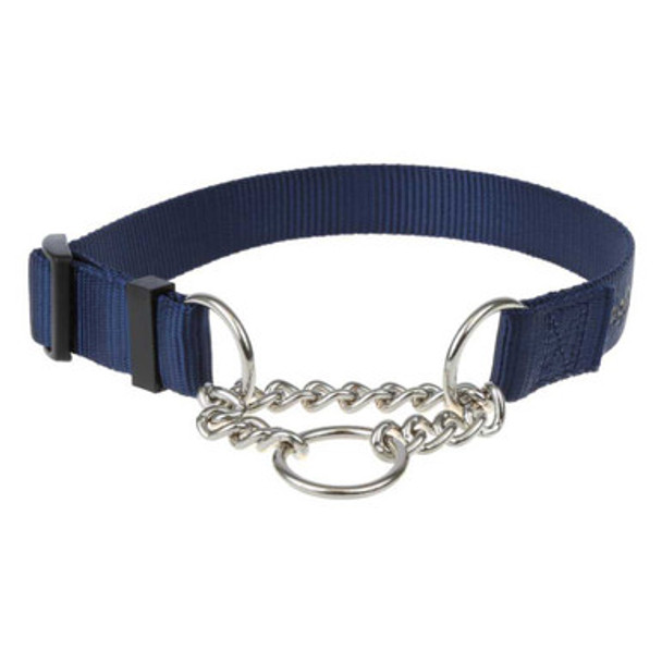 Nylon Chain Martingale Collar Navy Blue dogIDs