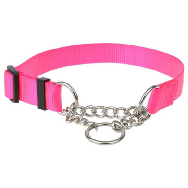 Nylon Chain Martingale Collar Hot Pink dogIDs