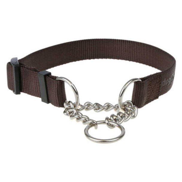 Nylon Chain Martingale Collar Brown dogIDs