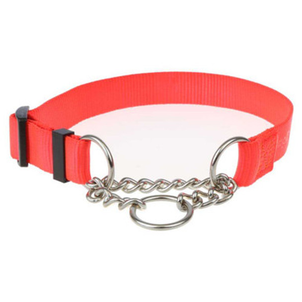Nylon Chain Martingale Collar Blaze Orange dogIDs
