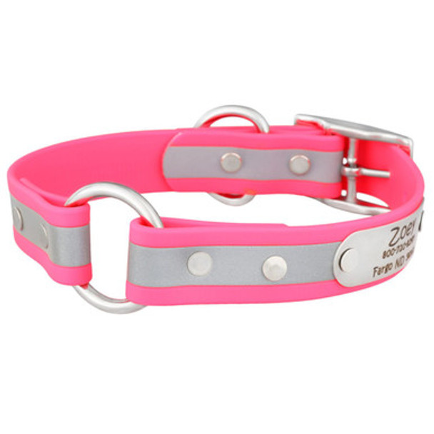 Personalized Waterproof Reflective Safety Dog Collar Pink Personalized Waterproof Reflective Safety Dog Collar Pink
