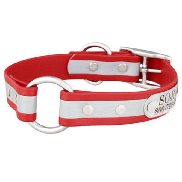 Personalized Waterproof Reflective Safety Dog Collar Red Personalized Waterproof Reflective Safety Dog Collar Red