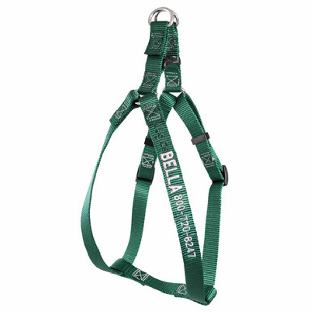 Embroidered Nylon Step-In Dog Harness Hunter Green Embroidered Nylon Step-In Dog Harness Hunter Green