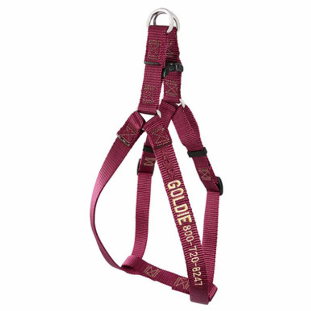 Embroidered Nylon Step-In Dog Harness Burgundy Embroidered Nylon Step-In Dog Harness Burgundy