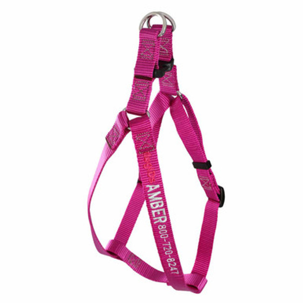 Embroidered Nylon Step-In Dog Harness Raspberry  Embroidered Nylon Step-In Dog Harness Raspberry