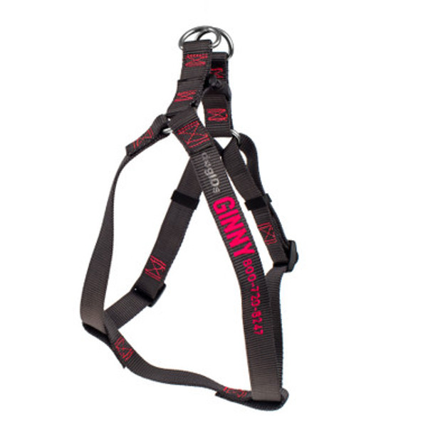 Embroidered Nylon Step-In Dog Harness Dark Gray Embroidered Nylon Step-In Dog Harness Dark Gray