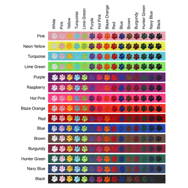 Embroidered Martingale Nylon Dog Collar Color Swatches