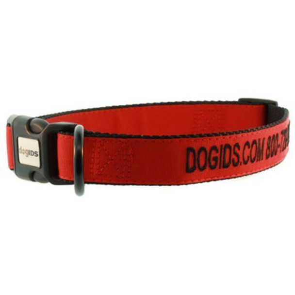 Embroidered Solid Color Dog Collar - Red Outside Ribbon, Black Inside Nylon, Black Embroidery Thread Embroidered Solid Color Dog Collar - Red Outside Ribbon, Black Inside Nylon, Black Embroidery Thread