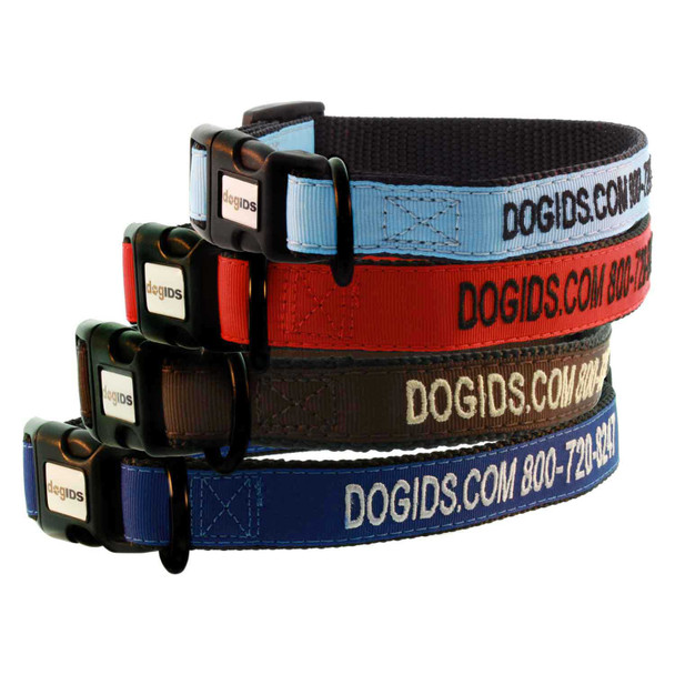Embroidered Solid Color Dog Collar