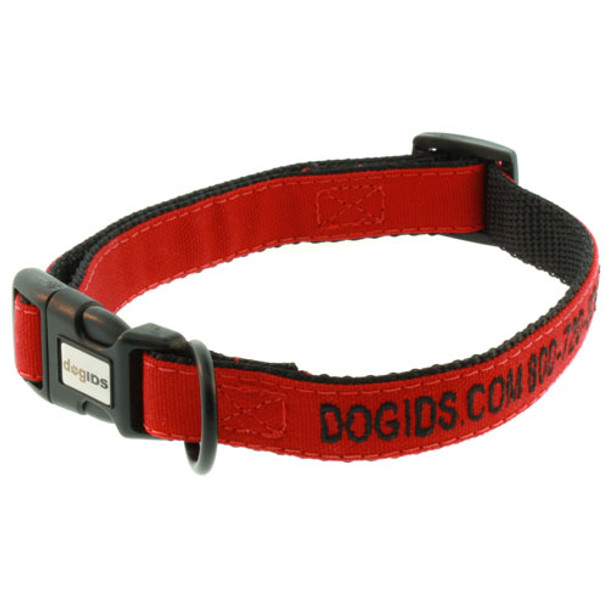 Embroidered Canvas Dog Collar Red