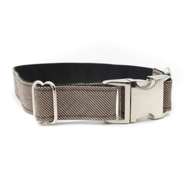 Embroidered Tweed Collars Brown with Metal hardware and buckle Embroidered Tweed Collars Brown with Metal hardware and buckle