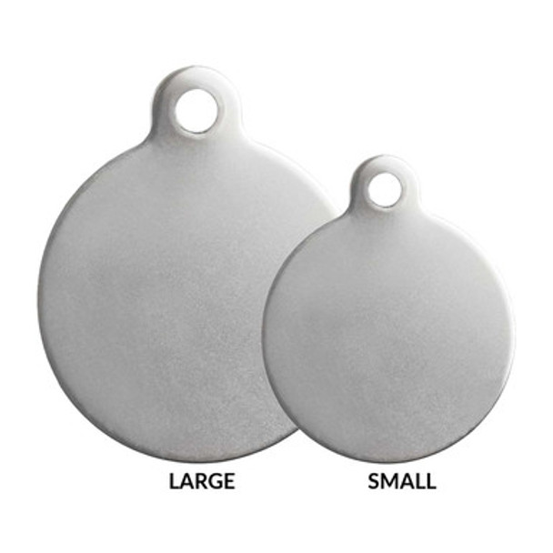 Round Stainless Steel Pet ID Tag Small and Large Size Comparison