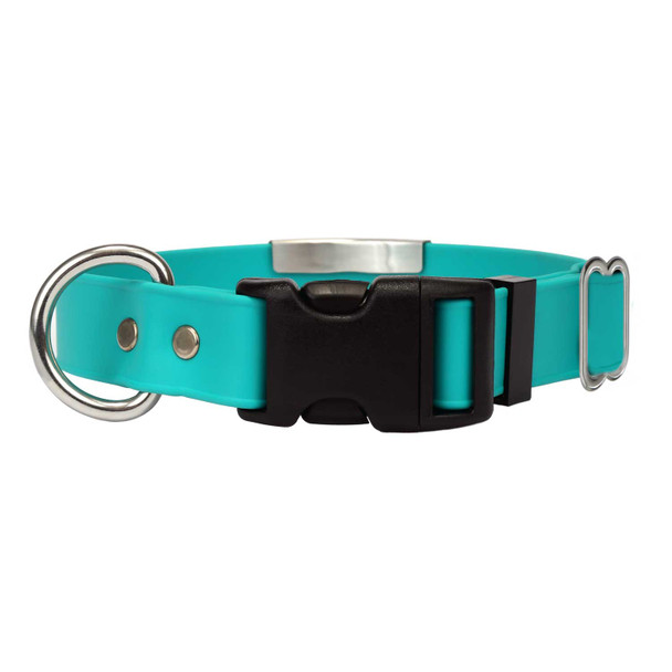 Quick Release Waterproof SleeveTag Collar Teal Buckle View