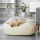Sherpa Puff Ball Bed for Dogs with Cocker Spaniel