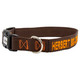 Embroidered Nylon Dog Collar Brown with Orange Embroidery